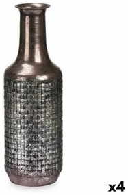 Vaso Argentato Metallo 14 x 46 x 14 cm (4 Unità) Con rilievo