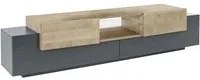 Mobile porta TV Dmusso, Credenza bassa da soggiorno, Base porta TV, 100% Made in Italy, cm 220x40h51, Antracite e Acero