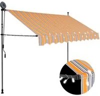 Tenda da Sole Retrattile Manuale con LED 300 cm Gialla e Blu 145852