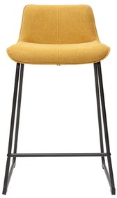 Sgabelli da bar in tessuto effetto velluto testurizzato giallo senape e metallo H65 cm (set di 2) BOOST