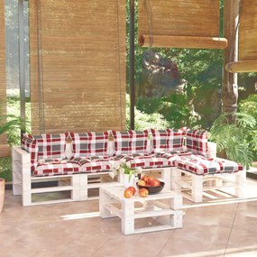 Set divani da giardino pallet 6 pz con cuscini in legno di pino