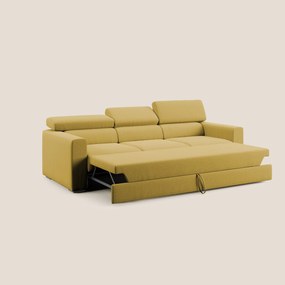 Dylan divano a 3 sedute con pouf estraibile poggiapiedi in tessuto simil cotone impermeabile T13 giallo