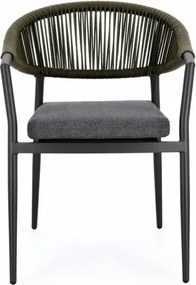 Sedia Da Esterno Impilabile Con Braccioli In Alluminio E Corda Millor Antracite E Verde Bizzotto