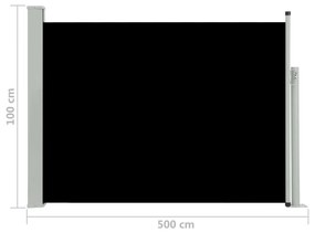 Tenda Laterale Retrattile per Patio 100x500 cm Nera