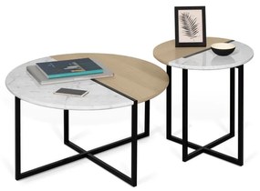 Tavolino rotondo con piano in rovere ø 80 cm Sonata - TemaHome