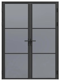 Blocco porta reversibile a due battenti 2 x H204 x L73 cm in Alluminio e Vetro fumé Nero - MASERU