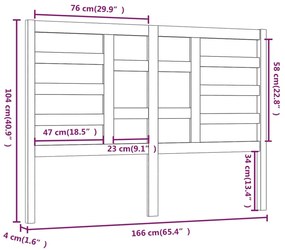 Testiera per Letto Nera 166x4x104 cm in Legno Massello di Pino