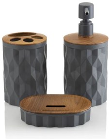Set da bagno REINA 5 pz antracite/marrone