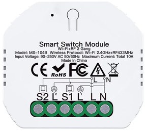 Mini Interruttore Intelligente Smart WIFI + RF433 10A 220V Compatibile Con Amazon Alexa e Google Home