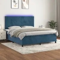 Letto a Molle con Materasso e LED Blu Scuro 180x200 cm 3136021