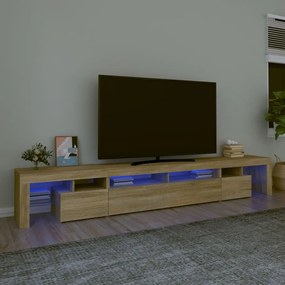 Mobile Porta TV con Luci LED Rovere Sonoma 260x36,5x40 cm