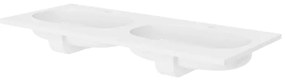 Lavabo da incasso con bordo a vista rettangolare doppia vasca Icone L 121 x H 14.3 x P 49 cm in composito minerale di resina gelificata bianco