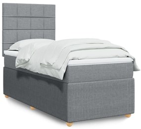 Giroletto A Molle Con Materasso Grigio Chiaro100x200 Cm Tessuto /