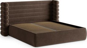 Letto matrimoniale imbottito marrone con contenitore con rete inclusa 180x200 cm Mount – Micadoni