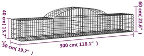 Cesti Gabbioni ad Arco 10 pz 300x30x40/60 cm Ferro Zincato