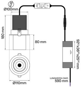 Faro LED da Incasso 15W, Orientabile, CCT Bianco Variabile, Foro Ø75mm Colore Bianco Variabile CCT