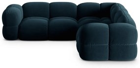 Divano angolare blu scuro con rivestimento in velluto Loretto – Cosmopolitan Design