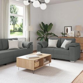 Set divano 3 pezzi con cuscini grigi scuri