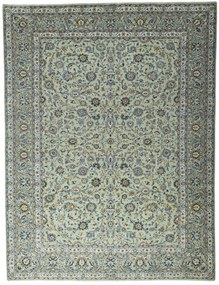 Kashan Tappeto 390 x 300 Verde (Iran) Annodato A Mano