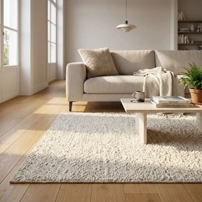 RUFUS - tappeto in lana avorio con decoro