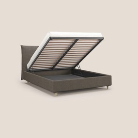 Audrey letto imbottito contenitore e sfoderabile in tessuto fiammato impermeabile T03 talpa