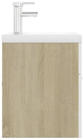 Mobile lavabo integrato bianco rovere sonoma legno multistrato