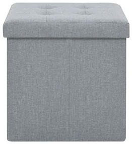 Pouf pieghevole con contenitore grigio chiaro in simil lino