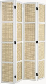 Paravento pieghevole in legno di mogano e rattan Bahamas