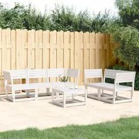 Set Salotto da Giardino 5 pz Bianco in Legno Massello di Pino 3216996