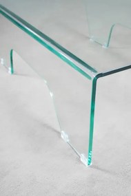 Tavolino arredo in vetro curvato trasparente GHOY L120 x P60 x H35