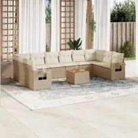 Set Divani da Giardino 11 pz con Cuscini Beige in Polyrattan 3224735