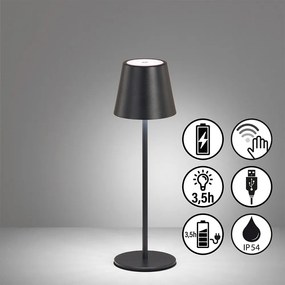 Lampada da tavolo a LED nera con paralume in metallo (altezza 36,5 cm) Viletto - Fischer &amp; Honsel
