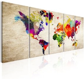 Quadro World Map  Painted World  Colore colorful, Dimensioni e Misure 200x80