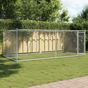 Gabbia Per Cani Con Porta Grigia 4x2x1,5 M İn Acciaio Zincato /
