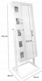 Cinque Armadio per gioielli con specchio Bianco 151 x 48 x 56 cm