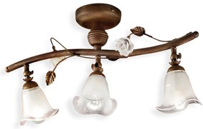 Plafoniera Classica Siena Metallo E Ceramica Ruggine Decorato Lucido 3 Luci E14