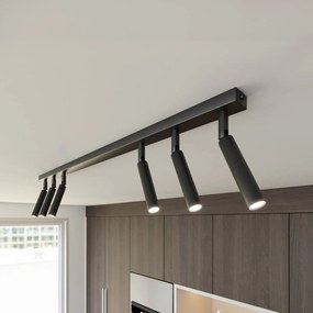 EMIBIG LIGHTING Plafoniera Ivi, a 6 luci, lunghezza 90 cm, nera, metallo, G9