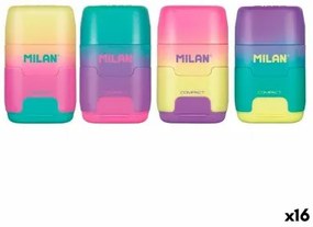 Set di Gomma da Cancellare e Temperamatite Milan Compact Sunset Multicolore (16 Unità)