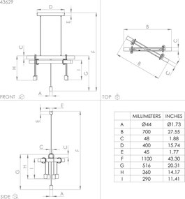Eglo 43629 - Lampadario su corda TOWNSHEND 5xE27/60W/230V