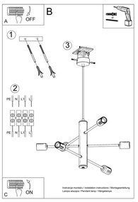 Lampadario a sospensione con filo DUOMO 6 6xE27/60W/230V nero