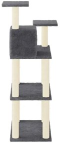 Albero per Gatti con Tiragraffi in Sisal Grigio Scuro 118,5 cm