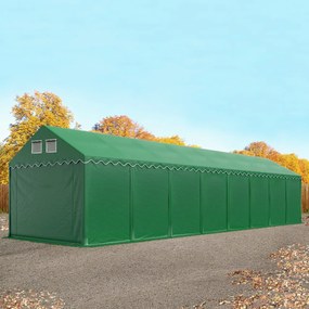 TOOLPORT 4x16 m tenda capannone, altezza 2,6m, PVC 800, telaio perimetrale, verde scuro, con statica (sottofondo in terra) - (637635)