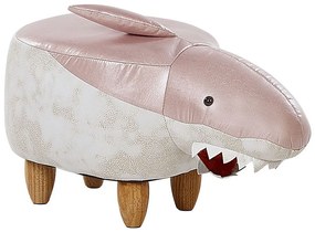 Pouf animaletto in tessuto rosa e bianco SHARK Beliani