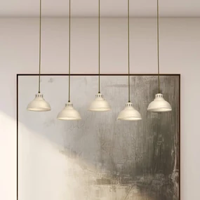 Luminex Lampada a sospensione Sven, a 5 luci, beige, acciaio