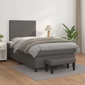Giroletto A Molle Con Materasso Grigio 120x200 Cm İn Similpelle /