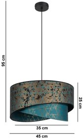 Lampadario su filo REZO 1xE27/60W/230V turchese/dorato