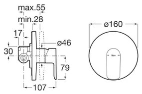 Roca A5A226EC00 - Miscelatore doccia per installazione ad incasso CALA, finitura cromo lucido