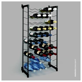 Portabottiglie in metallo nero per 50 bottiglie Barbera - Metaltex