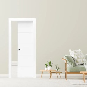 Porta interna scorrevole Dione in legno laccato colore bianco, L 80 x H 210 cm, apertura reversibile