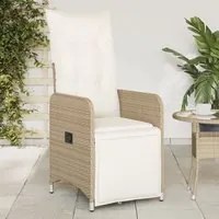 Sedie Reclinabili da Giardino 2pz con Cuscini Beige Polyrattan 365703